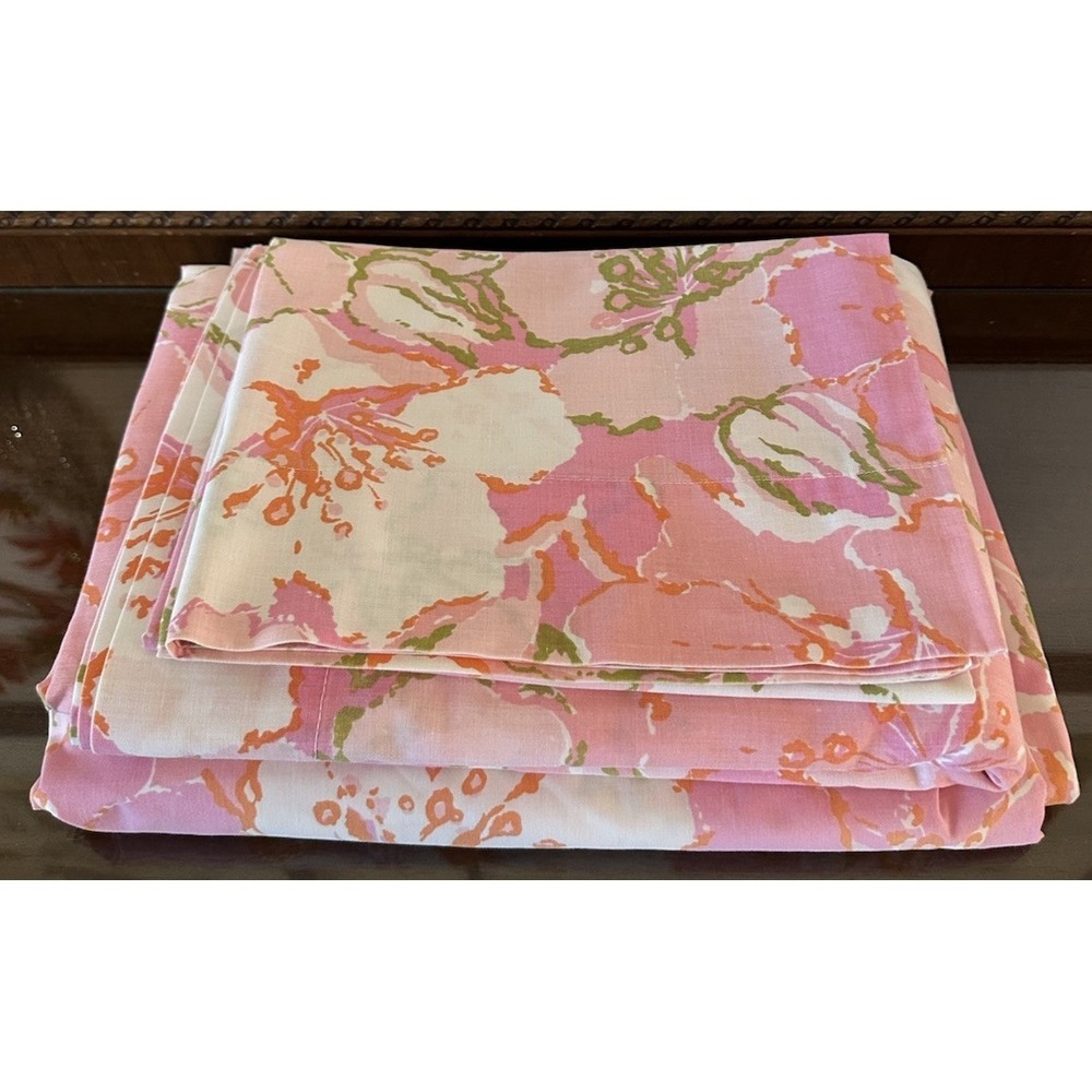 Vintage Cannon Monticello Floral Hawaiian Twin Sheet Set No Iron Muslin‎